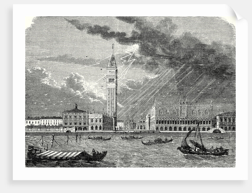 The Tower of St. Mark's in Venice Struck and Damaged by Lightning April 23 1745 by Anonymous
