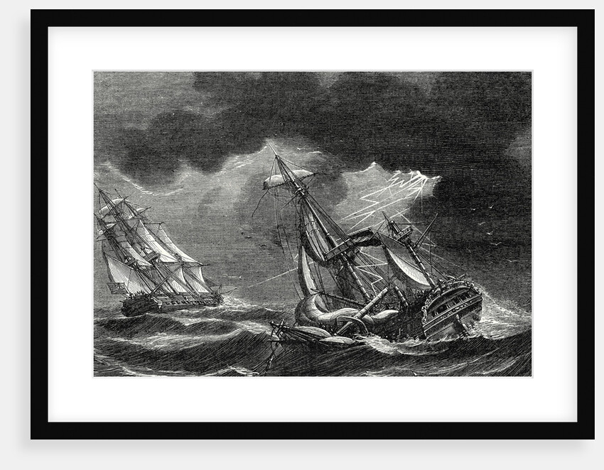 The Ship of Captain Cook is Spared Thanks to His Lightning Rod While a Dutch Ship is Almost Struck by Lightning by Anonymous