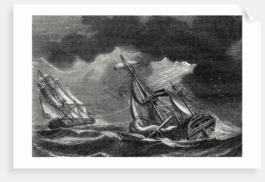 The Ship of Captain Cook is Spared Thanks to His Lightning Rod While a Dutch Ship is Almost Struck by Lightning by Anonymous