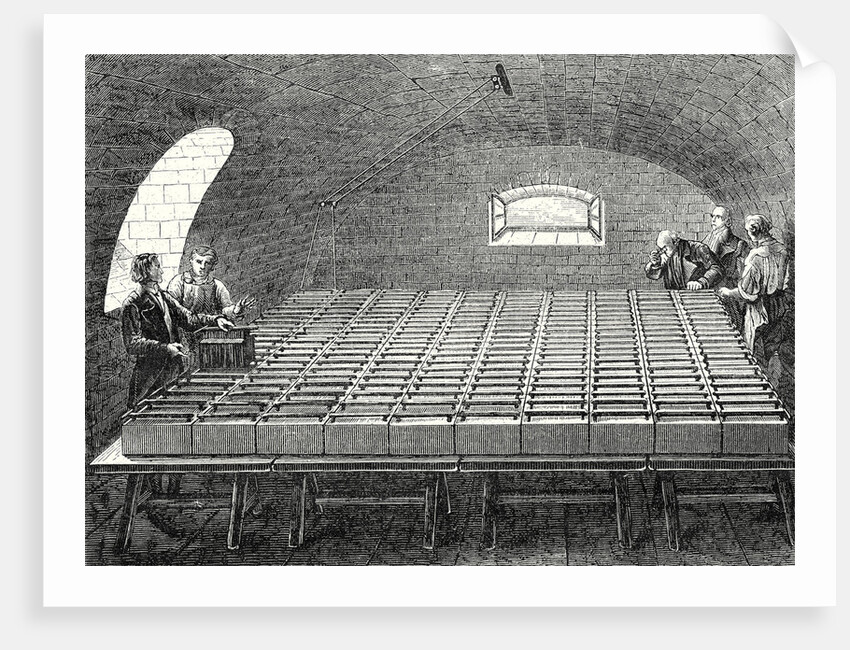 The Large Battery of Wollaston Built by Davy in 1807 at the Royal Institute in London by Anonymous