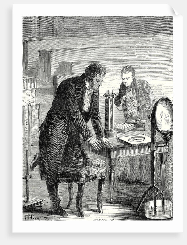 Oersted Discovers the Deviation of a Magnetic Needle by a Closed Electric Current (1820) by Anonymous