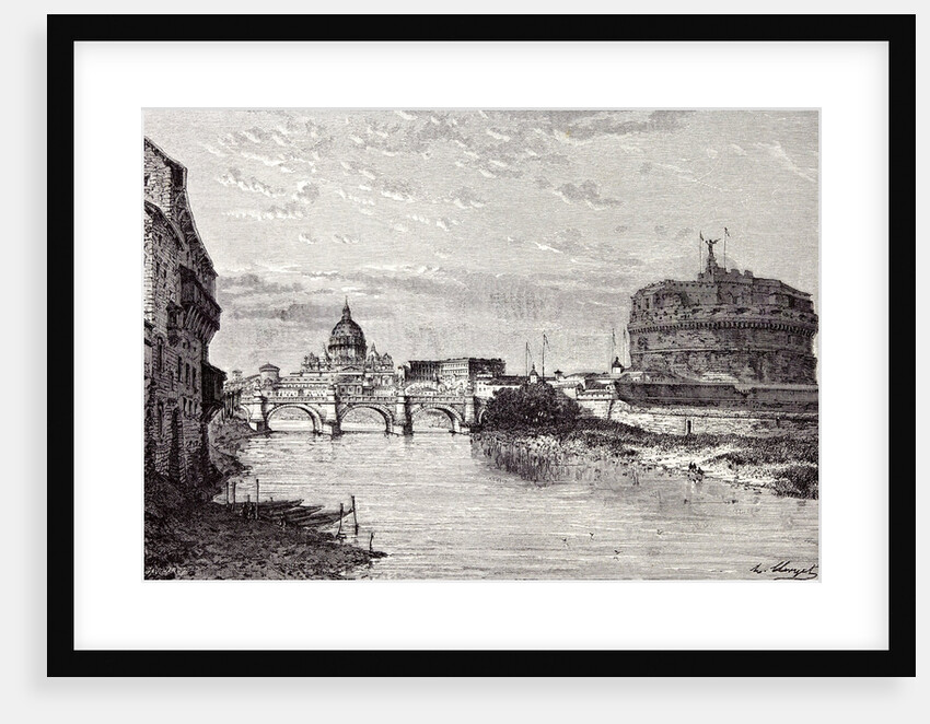 Rome Italy 1875 Mole of Adrian Banks of the Tiber Between Ripetta and the Bridge Od St. Angelo by Anonymous