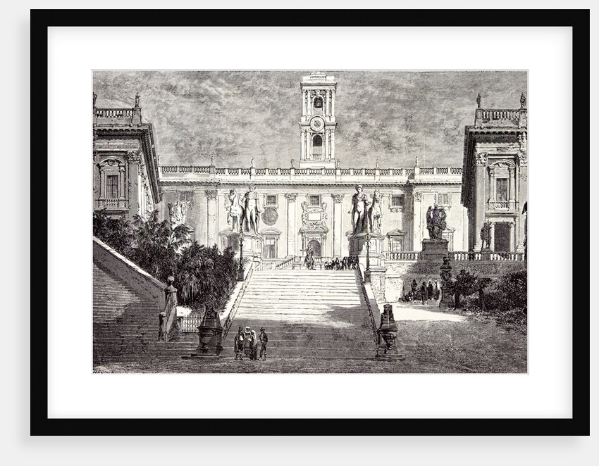 Rome Italy 1875 Facade of the Senatorial Palace on the Capitol Museum Palace of the Conservators the Dioscuri by Anonymous