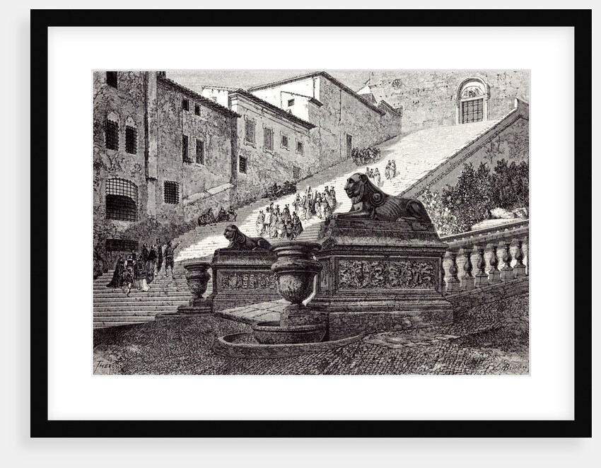 Rome Italy 1875 The Scala Cceli the Great Steps of Santa Maria of the Capitol by Anonymous