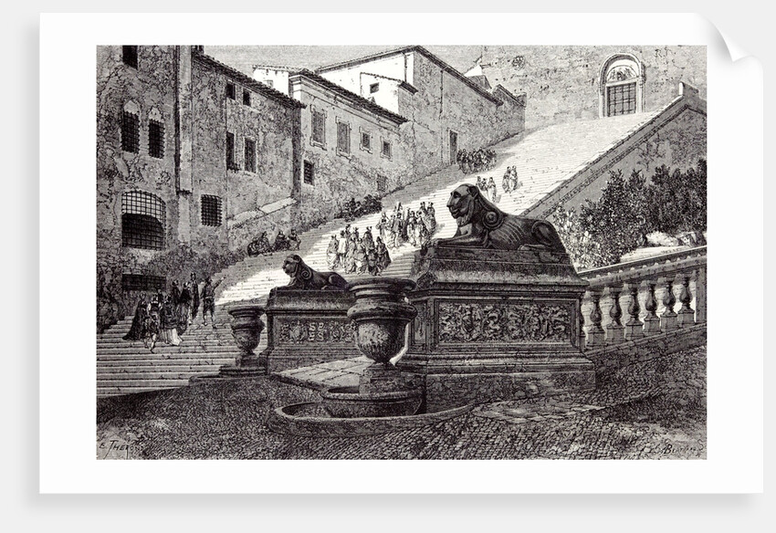 Rome Italy 1875 The Scala Cceli the Great Steps of Santa Maria of the Capitol by Anonymous
