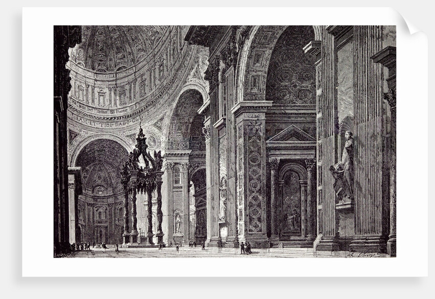 Rome Italy 1875 Interior of St. Peter's View Taken from Left Transept by Anonymous