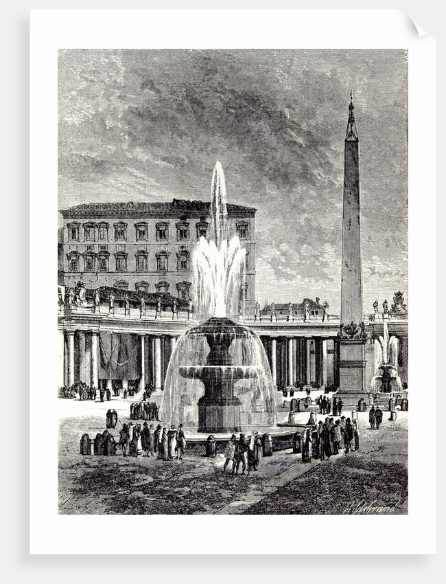 Rome Italy 1875 Obelisk of Caligula and Fountains of the Piazza of St. Peter's by Anonymous