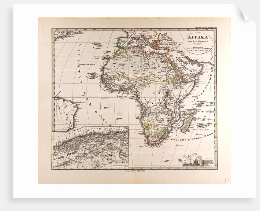 Africa Map 1874 Gotha Justus Perthes Atlas by Anonymous