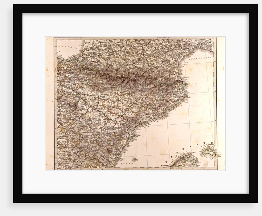 Spain France Pyrenees Map 1872 by Anonymous