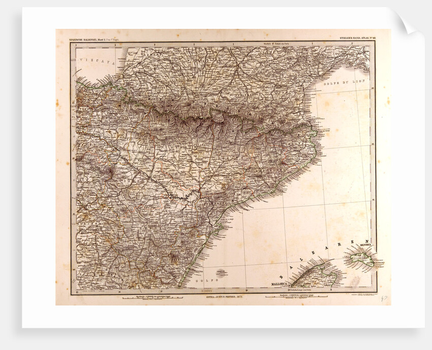 Spain France Pyrenees Map 1872 by Anonymous