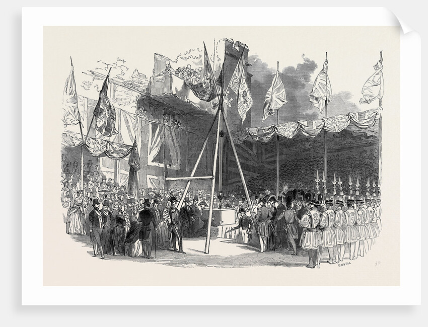 The Duke of Wellington Laying the First Stone of the Waterloo Barracks, at the Tower of London, Great Britain by Anonymous