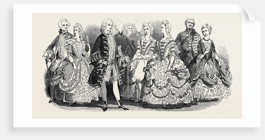 Her Majesty's Costume Ball, Marquis of Donegal, Miss Burdett Coutts, Earl of Surrey, Belgian Ambassadress, Marchioness of Ormonde, Lord Mandeville, Baroness Rothschild by Anonymous