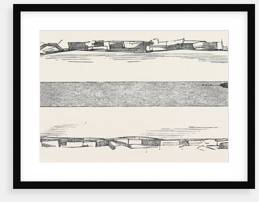 Plan of the Channel to Be Cut in the Whiting Shoal, the Vessels to the Right Show the Position of the Warning Barges and the Battery Hulk by Anonymous