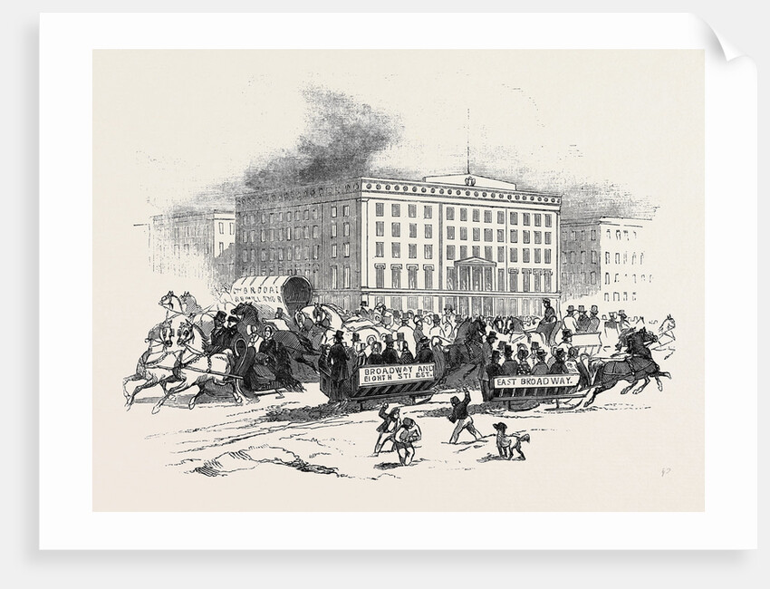 The Broadway, New York: Sleigh Riding after the Late Snow Storm by Anonymous