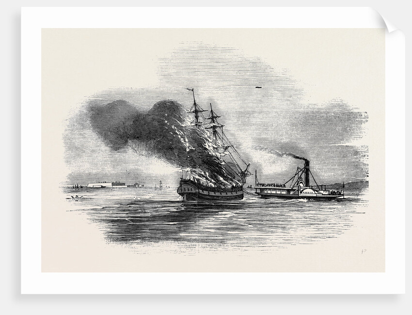 The Ship Lord Ashburton on Fire, Charleston. by Anonymous