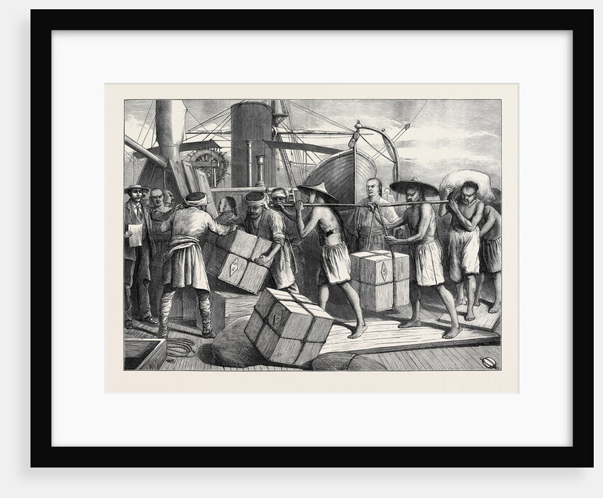 China: The Steamer Travancore Taking in Cargo at Singapore 1873 by Anonymous