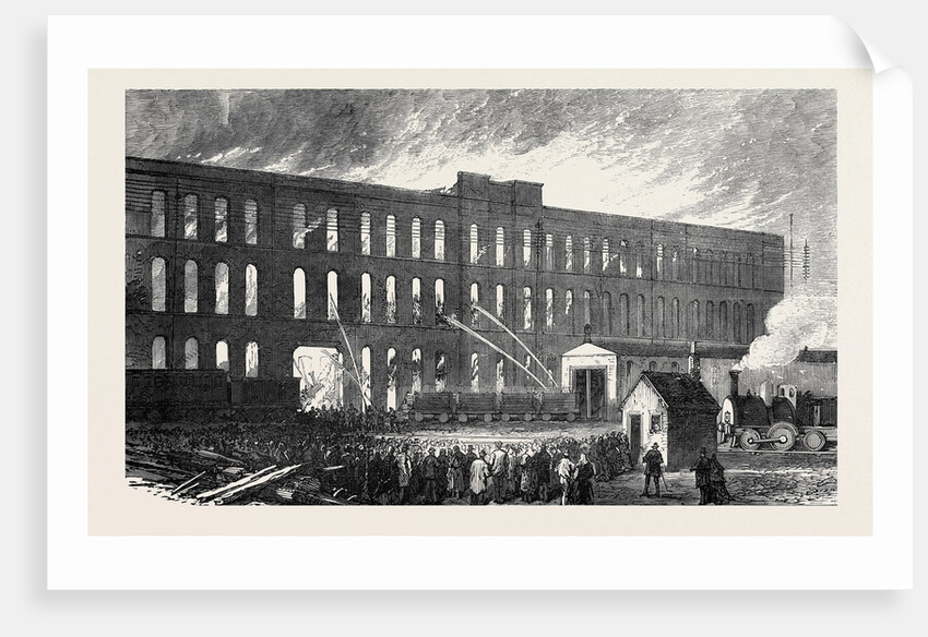 Fire at the Railway Carriage Works Miles Platting Manchester 1873 by Anonymous