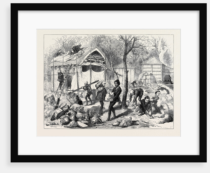 The Vienna Universal Exhibition: Japanese Workmen Building a Japanese Village 1873 by Anonymous