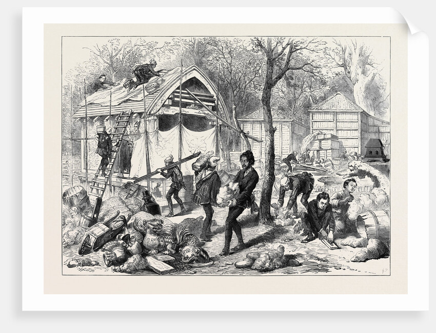 The Vienna Universal Exhibition: Japanese Workmen Building a Japanese Village 1873 by Anonymous