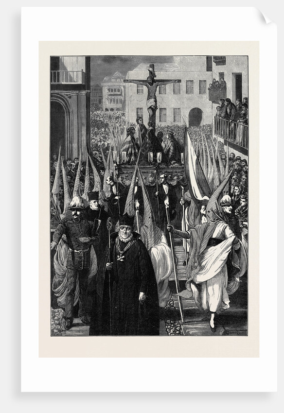 Spain: Religious Procession in Seville During the Holy Week 1873 by Anonymous