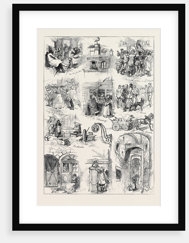 Sketches on the Way to Vienna: A Student's Adieu at Stuttgart Thirsty Louts at Augsburg at Strasburg at Munich at Passau 1873 by Anonymous