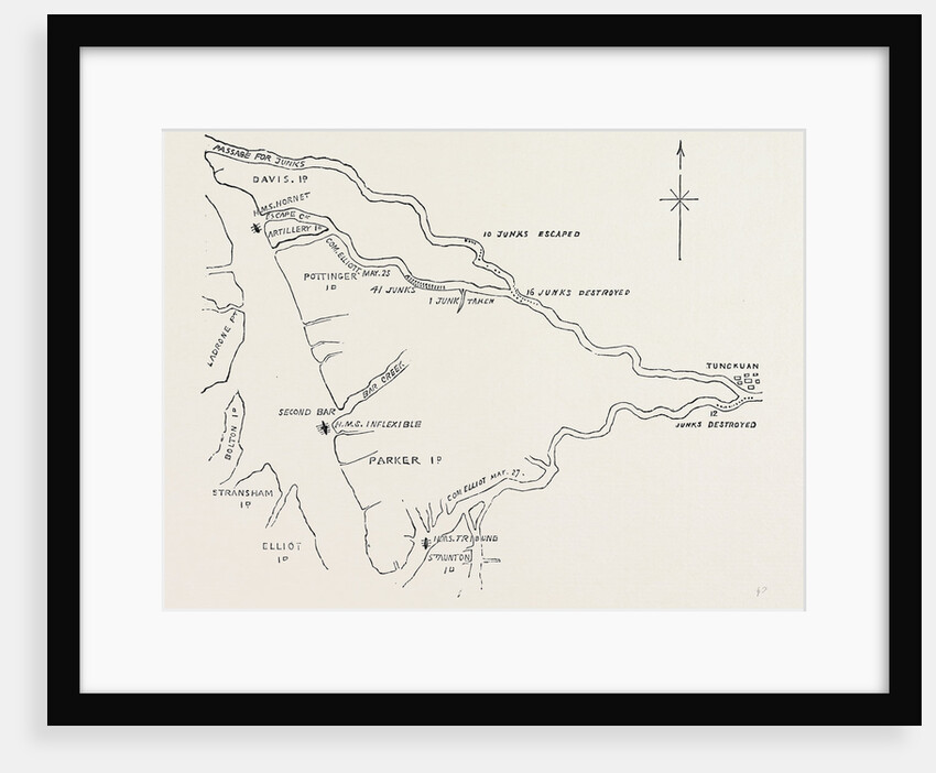 The War in China: Official Plan of Captain Elliot's Engagement in Escape Creek Canton River May 22 1857 by Anonymous