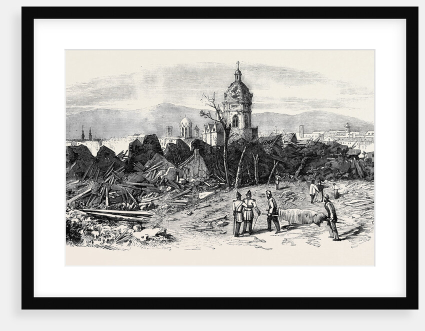 The Late Explosion at Mayence: St. Stephen's Church Mayence from the Site of the Powder Magazine. by Anonymous