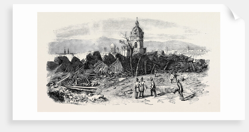 The Late Explosion at Mayence: St. Stephen's Church Mayence from the Site of the Powder Magazine. by Anonymous