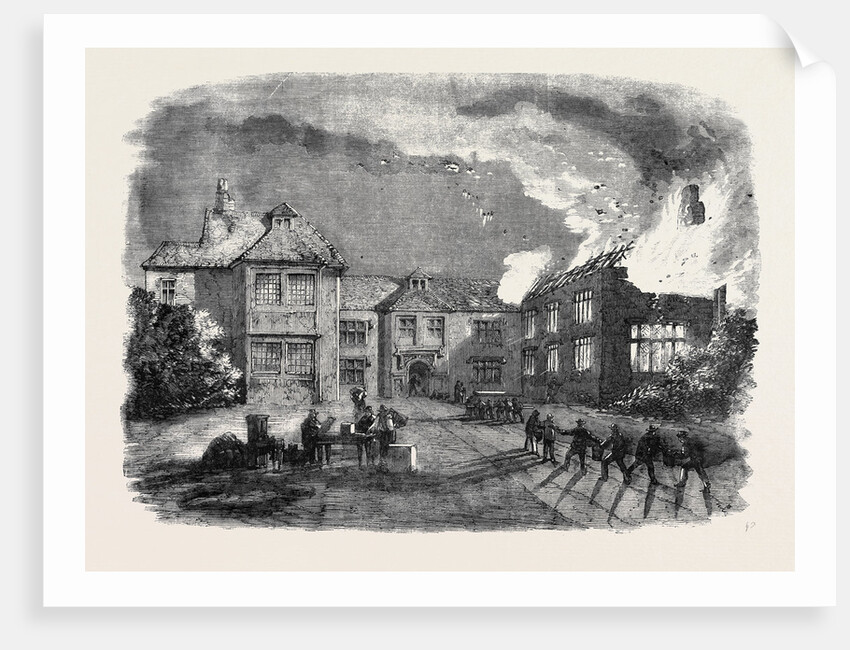 Destruction by Fire of Birdingbury Hall Warwickshire from a Sketch by Mr. R.G. Sweeting of Southam by Anonymous