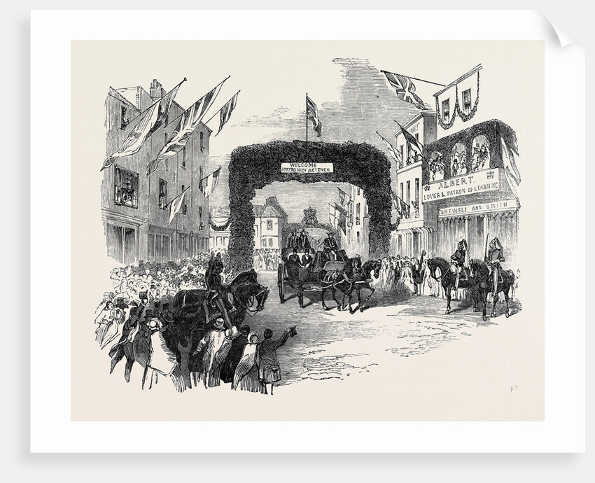 Triumphal Arch in Tavern-Street, Ipswich, Prince Albert Visiting the Sections, Meeting of the British Association at Ipswich by Anonymous