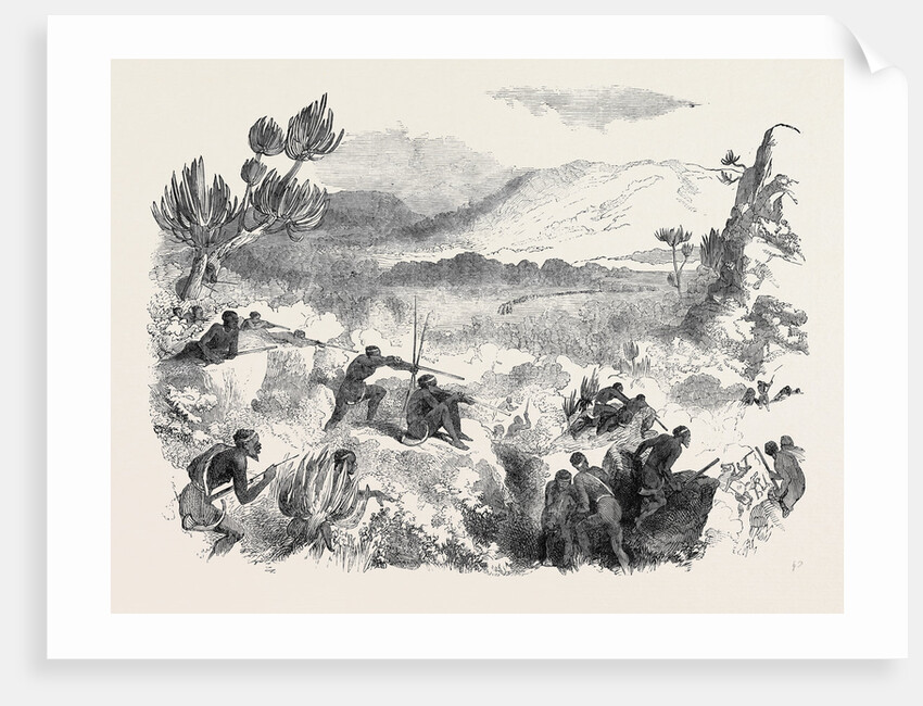 The War in Kaffraria, Kaffirs Attacking Infantry in Keiskamma Gorge by Anonymous