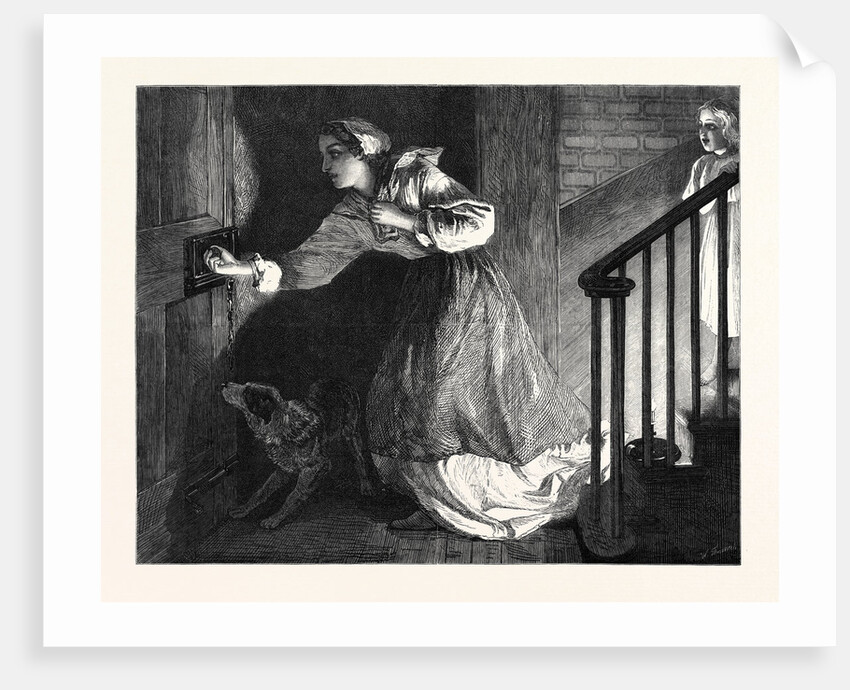 The Well-Known Knock, in the Exhibition at the French Gallery Pall Mall London UK 1869 by Anonymous