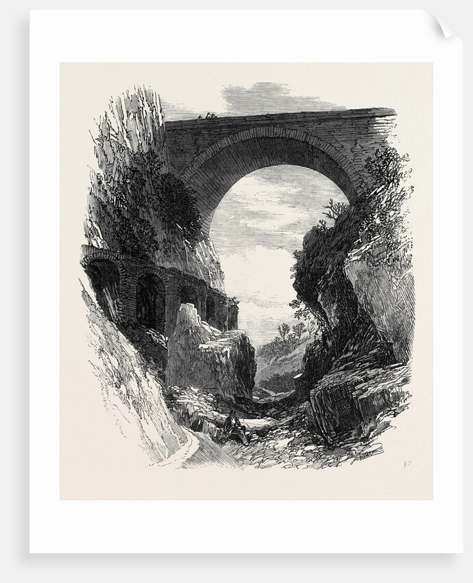 Pont St. Louis and Ruins of Roman Aqueduct Mentone 1869 France by Anonymous