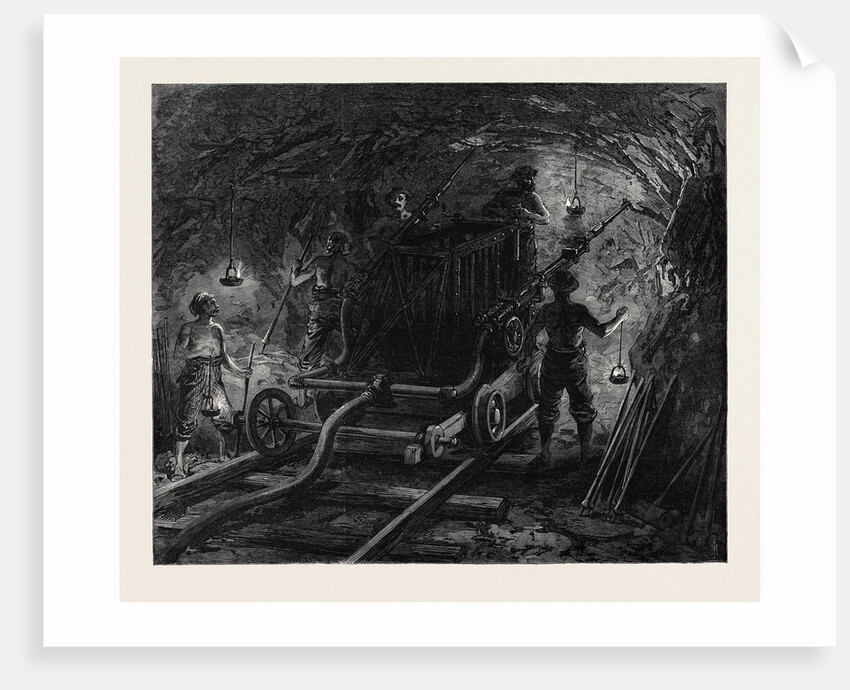The New Overland Route to India and the Railway Tunnel of the Alps: Boring Machine in the Second Working Gallery 1869 by Anonymous