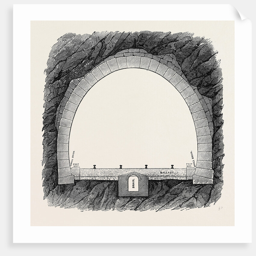 The New Overland Route to India and the Railway Tunnel of the Alps: Transverse Section of the Tunnel 1869 by Anonymous