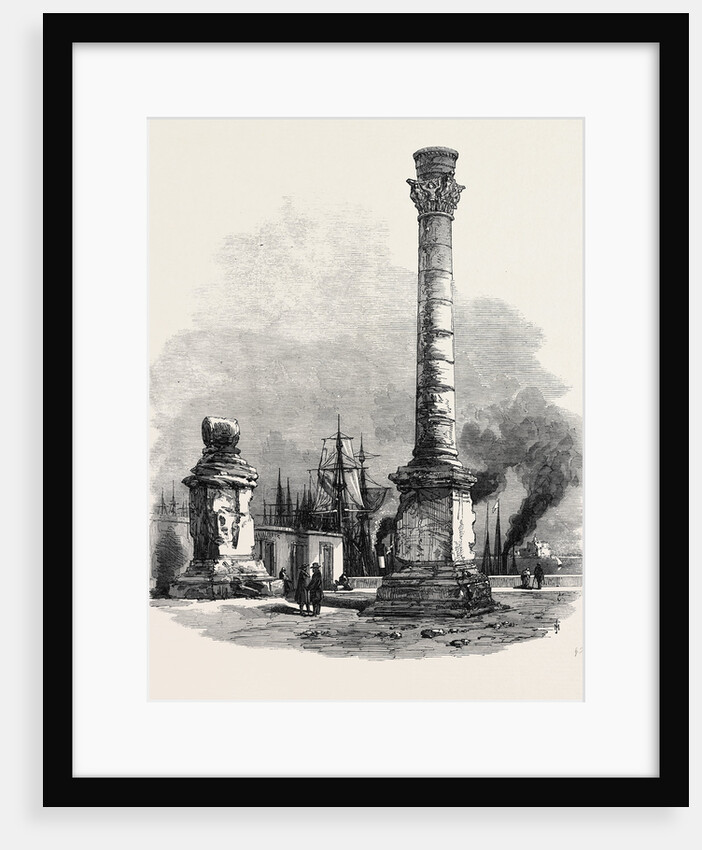 The New Overland Route to India: The Two Columns at Brindisi Marking the Terminus of the Appian Way 1869 by Anonymous