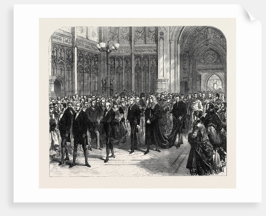 Meeting of the Reformed Parliament: Procession of the Speaker of the House of Commons to the Bar of the House of Lords London 1869 UK by Anonymous