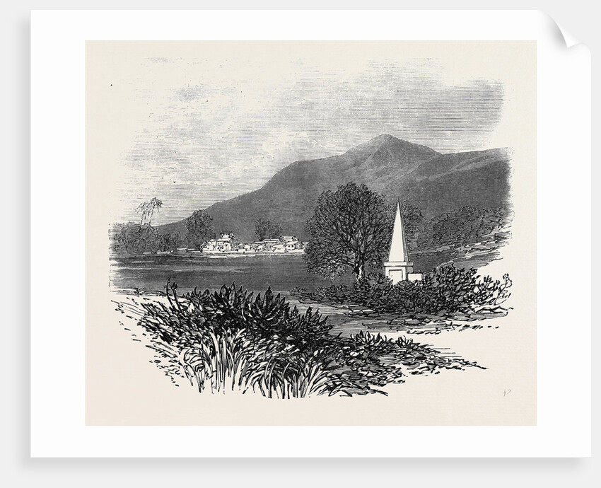 Machurda Village India with the Tomb of Captains Latouche and Hebbert Killed in Conflict with the Wagheers 1869 by Anonymous