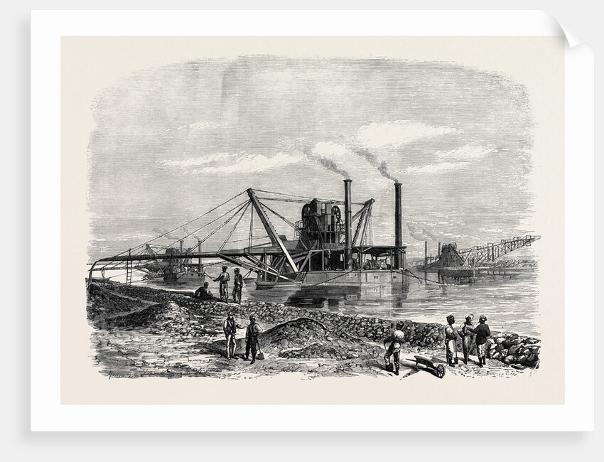 The Isthmus of Suez Maritime Canal: Dredges and Elevators at Work 1869 by Anonymous