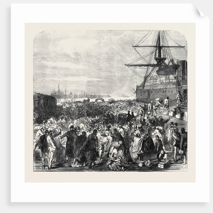 Embarkation of Dockyard Workmen As Emigrants at Portsmouth UK 1869 by Anonymous