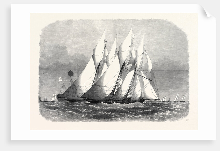 The Royal Thames Yacht Club Schooner Match the Cambria and Witchcraft Rounding the Mouse Light 1869 by Anonymous