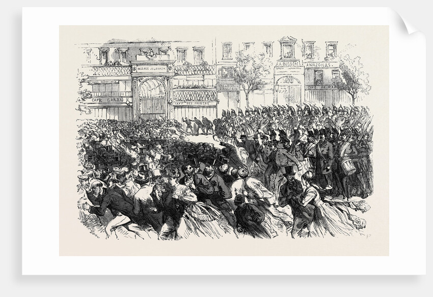 The Disturbances in Paris: Cavalry Clearing the Boulevards on the Night of June 10 1869 France by Anonymous