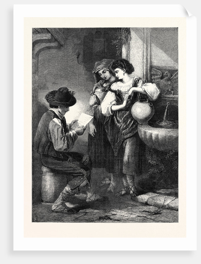 The Letter, in the Exhibition of the Society of Painters in Water Colours 1869 by Anonymous