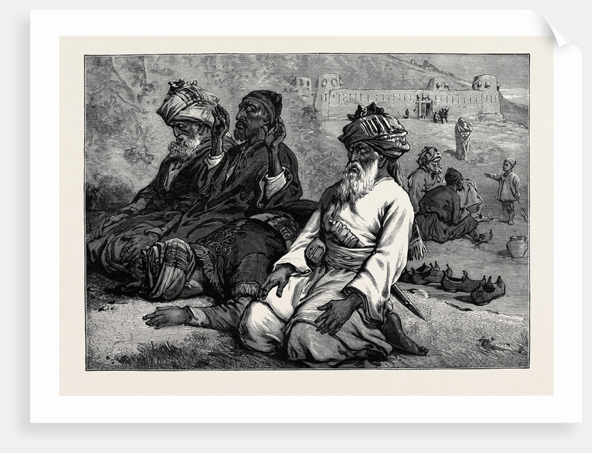 Afghans at Their Namaz 1880 by Anonymous
