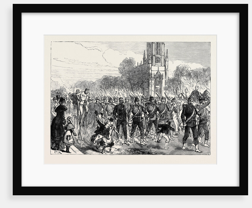 The Easter Volunteer Review: Arrival of Volunteers at Brighton by Road 1880 by Anonymous