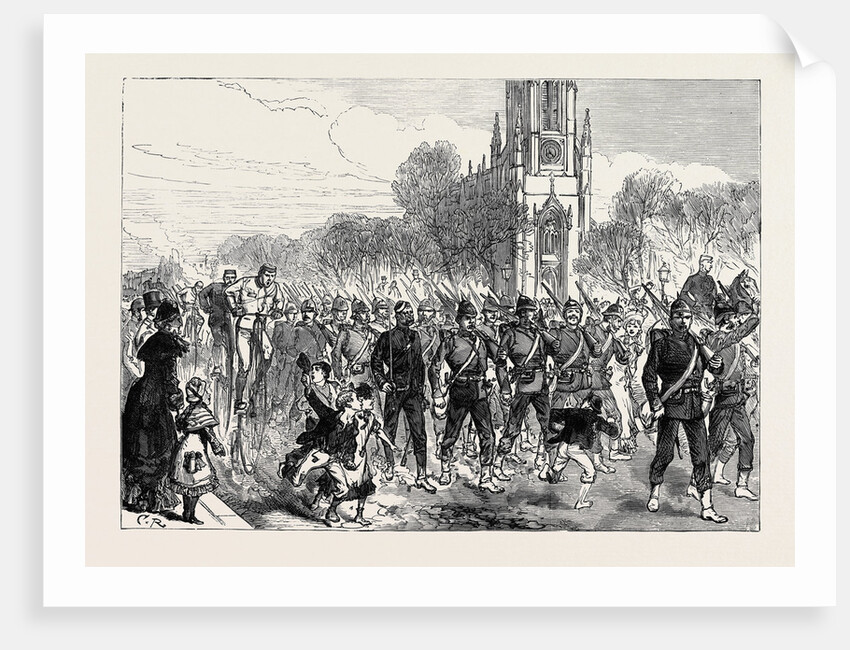 The Easter Volunteer Review: Arrival of Volunteers at Brighton by Road 1880 by Anonymous