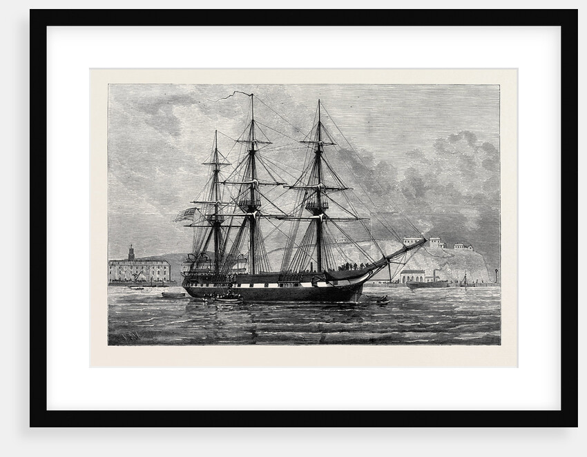 The United States Frigate Constellation with Relief Stores for Irish Distress Off Haulbowline in Cork Harbour 1880 by Anonymous