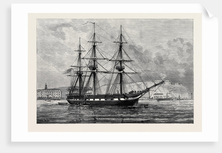 The United States Frigate Constellation with Relief Stores for Irish Distress Off Haulbowline in Cork Harbour 1880 by Anonymous