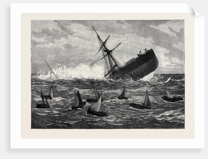 Foundering of the Union Company's Mail Steamship American: The Boats Leaving the Ship 1880 by Anonymous