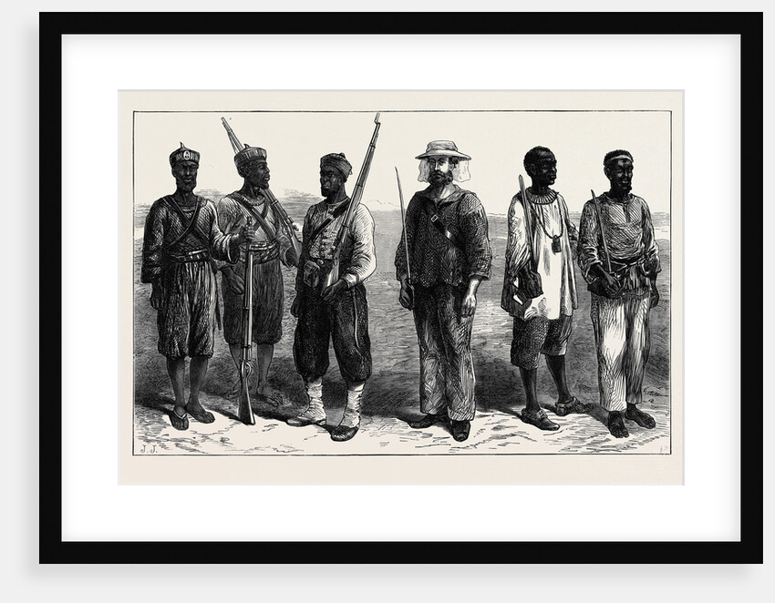 The Ashantee War: Sentries of the Different Lines of Troops in Camp at Prah-Su 1874 by Anonymous